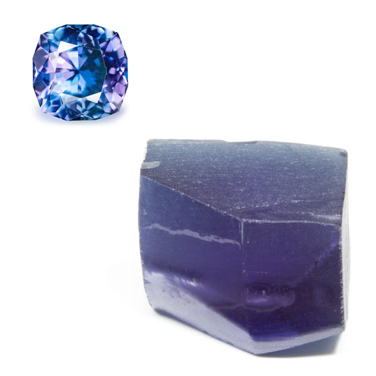 46.75ct Lab Grown Tanzanite (Purple to Blue Forsterite) Faceting Rough Stone