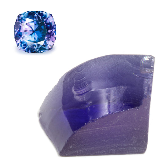 30ct Lab Grown Tanzanite (Purple to Blue Forsterite) Faceting Rough Stone