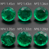 Lab Grown Colombian Emerald Round Cut 7mm 1.45-1.29ct Loose Gemstone