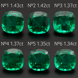 Lab Grown Colombian Emerald Cushion Cut 7x7mm 1.34-1.43ct Loose Gemstone