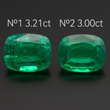 Lab Grown Colombian Emerald Cushion Cut 10x8mm 3-3.21ct Loose Gemstone