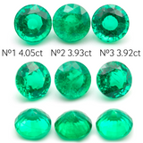 Lab Grown Colombian Emerald Round Cut 10mm 4.05-3.92ct Loose Gemstone