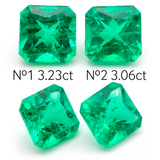 Lab Grown Colombian Emerald Octagon Princess Cut 9x9mm 3.2-3ct Loose Gemstone