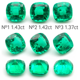 Lab Grown Colombian Emerald Cushion Cut 7x7mm 1.34-1.43ct Loose Gemstone
