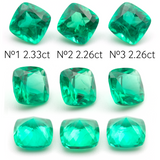 Lab Grown Colombian Emerald Cushion Cut 8x8mm 2.26-2.33ct Loose Gemstone