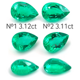 Lab Grown Colombian Emerald Pear Cut 12x8mm 2.9-3.12ct Loose Gemstone