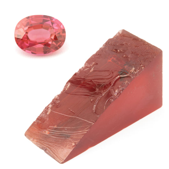 90ct Recrystallized Padparadscha Sapphire (Czochralski) Lab Grown Faceting Rough