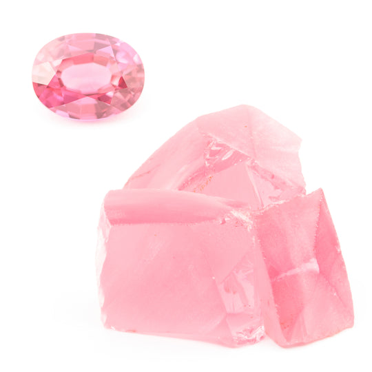 30-95ct 1pc Recrystallized Light Padparadscha Sapphire (Czochralski) Lab Grown Faceting Rough