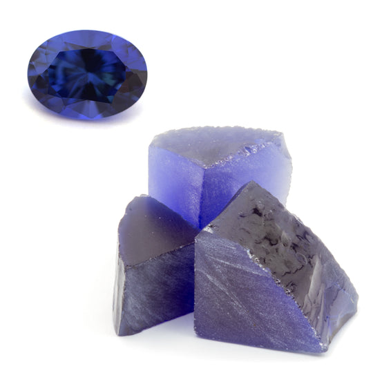 23-41ct 1pc Recrystallized Blue Sapphire (Czochralski) Lab Grown Faceting Rough