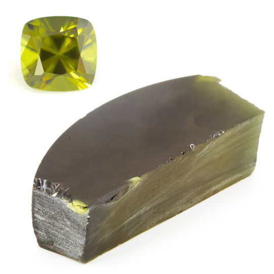 247ct Recrystallized Peridot Sapphire (Czochralski) Lab Grown Faceting Rough