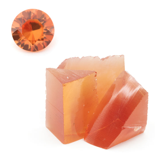 35-56ct 1pc Recrystallized Orange Sapphire (Czochralski) Lab Grown Faceting Rough