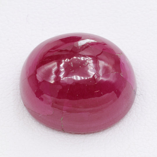 21.82ct Recrystallized Opaque Strong Red Ruby Cabochon 16x14 Lab Created