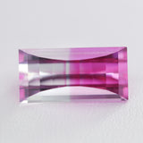 14.33ct Recrystallized Bi-Color Pink/White Sapphire Baguette 17x8 Lab Created