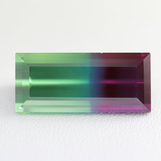20.2ct Recrystallized Bi-Color Mint/Kunzite Sapphire Baguette 22x9 Lab Created