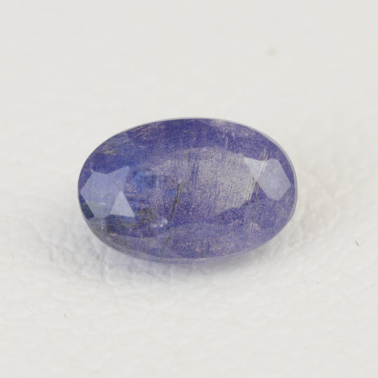 0.79ct Recrystallized Opaque Blue Sapphire Oval 6x4 Lab Created