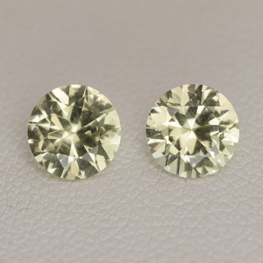 2.07ct Pair 2pcs Yellow Sapphire (Hydrothermal) Round 6mm Lab Created