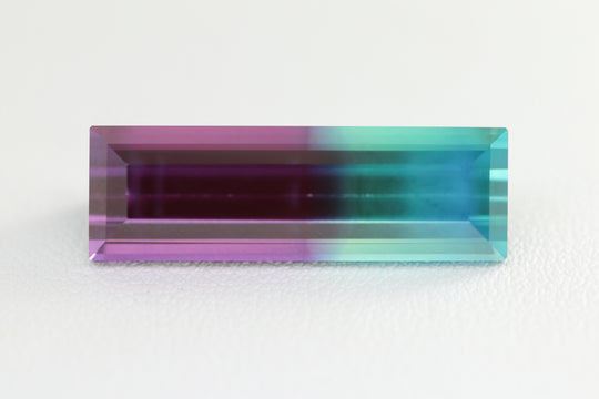 15.84ct Recrystallized Bi-Color Mint/Kunzite Sapphire Baguette 25x8 Lab Created