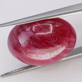 33.5ct Recrystallized Opaque Strong Red Ruby Cabochon 22x17 Lab Created