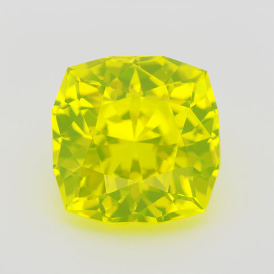 3.52-3.62ct 1pc Cushion 8 mm Recrystallized Neon Yellow Garnet (YAG) Lab Created