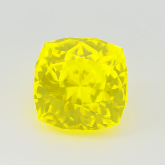 6.5-6.54ct 1pc Cushion 10 mm Recrystallized Neon Yellow Garnet (YAG) Lab Created