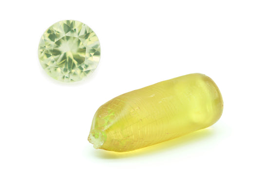 80-90gr 1pcs Yellowish Green Spinel #130 Djeva Lab Created Faceting Rough Stone