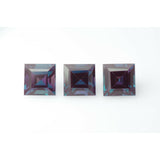 2.35ct 3pcs Set Czochralski Alexandrite Color Change Square 5x5 mm Lab Created