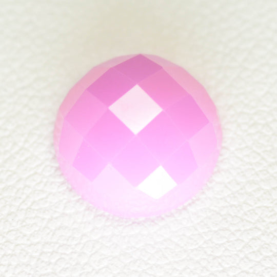 9.57ct Milky Pink Cubic Zirconia Round Cabochon 10 mm Checker Lab Created