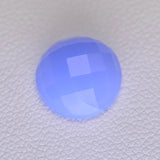 3.1ct Blue Opaque Quartz Round Cabochon 10 mm Chalcedony Lab Created Stone