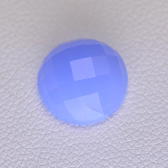 3.1ct Blue Opaque Quartz Round Cabochon 10 mm Chalcedony Lab Created Stone