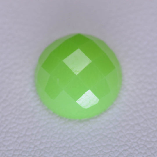 9.53ct Milky Green Cubic Zirconia Round Cabochon 10 mm Checker Lab Created