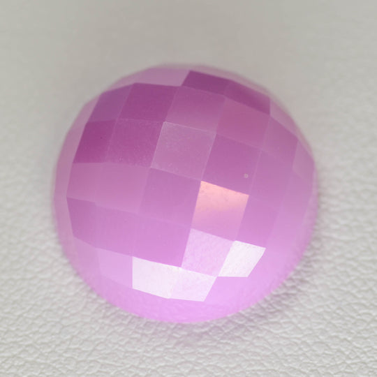 40.86ct Milky Pink Cubic Zirconia Round Cabochon 17.5 mm Checker Lab Created