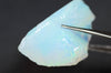 13.4gr Non-Resin White Translucent Opal with Green Fire Lab Created Rough Stone