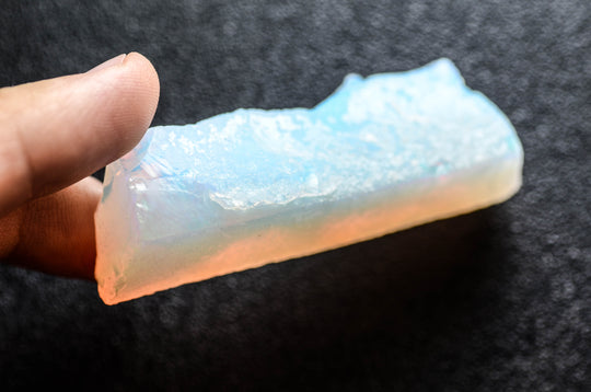 25.9gr Non-Resin White Translucent Opal with Green Fire Lab Created Rough Stone
