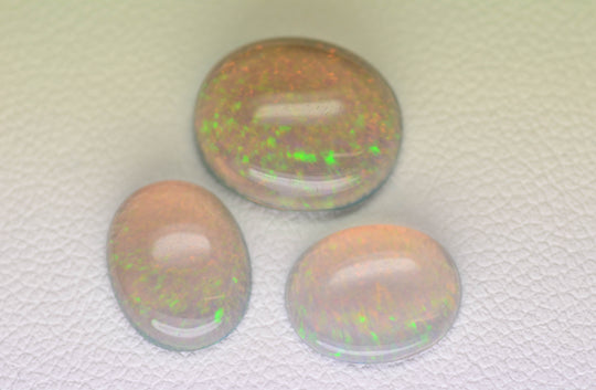 6.04ct 3pcs Set Non-Resin Brown Opal with Yellow Fire Oval Cabochon Lab Created