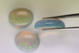 6.04ct 3pcs Set Non-Resin Brown Opal with Yellow Fire Oval Cabochon Lab Created