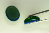 4.21ct 2pc Set Non-Resin Black Opal with Green Fire Cabochon 10x8 mm Lab Created