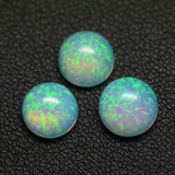 5.26ct 3pcs Set Non-Resin White Opal with Green Fire Cabochon 8.2 mm Lab Created