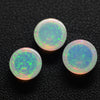 5.26ct 3pcs Set Non-Resin White Opal with Green Fire Cabochon 8.2 mm Lab Created