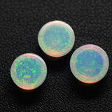 5.26ct 3pcs Set Non-Resin White Opal with Green Fire Cabochon 8.2 mm Lab Created