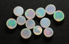 1.7-2.2ct 1pc Non-Resin White Opal with Green Fire Cabochon 7.5-8 mm Lab Created