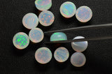 1.7-2.2ct 1pc Non-Resin White Opal with Green Fire Cabochon 7.5-8 mm Lab Created