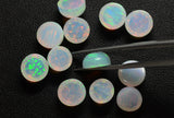 1.7-2.2ct 1pc Non-Resin White Opal with Green Fire Cabochon 7.5-8 mm Lab Created