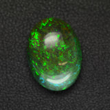 6.92ct Synthetic Black Opal with Green Fire Oval Cabochon 16x12 mm Lab Created