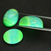 32.06ct 3pcs Set Synthetic Green Opal with Green Fire Oval Cabochon Lab Created