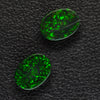 1.31ct 2pcs Set Synthetic Black Opal with Green Fire Oval Cabochon Lab Created