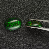 1.31ct 2pcs Set Synthetic Black Opal with Green Fire Oval Cabochon Lab Created