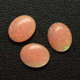 3.28ct 3pcs Set Synthetic Pink Opal with Orange Fire Oval Cabochon Lab Created