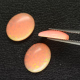 3.28ct 3pcs Set Synthetic Pink Opal with Orange Fire Oval Cabochon Lab Created