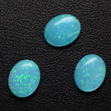 3.27ct 3pcs Set Synthetic Blue Opal with Green Fire Oval Cabochon Lab Created