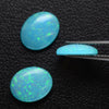 3.27ct 3pcs Set Synthetic Blue Opal with Green Fire Oval Cabochon Lab Created